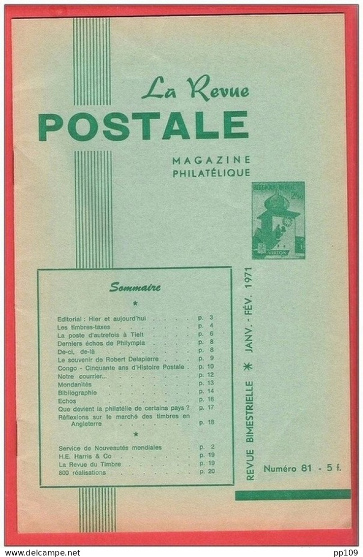 LA Revue Postale Magazine Philatélique  Bimestriel N° 81 En 1971 - Francesi (dal 1941))