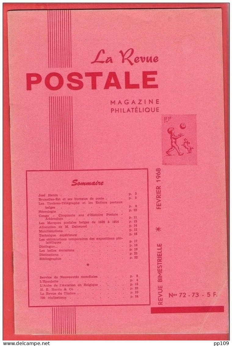 LA Revue Postale Magazine Philatélique  Bimestriel N° 72-73  - 1968 - Français (àpd. 1941)