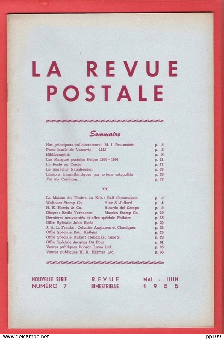 LA REVUE POSTALE  Rédacteur Jacques DUFOUR - Articles Intéressants - Mai Et Juin 1955 - Numéro 7 - Français (àpd. 1941)