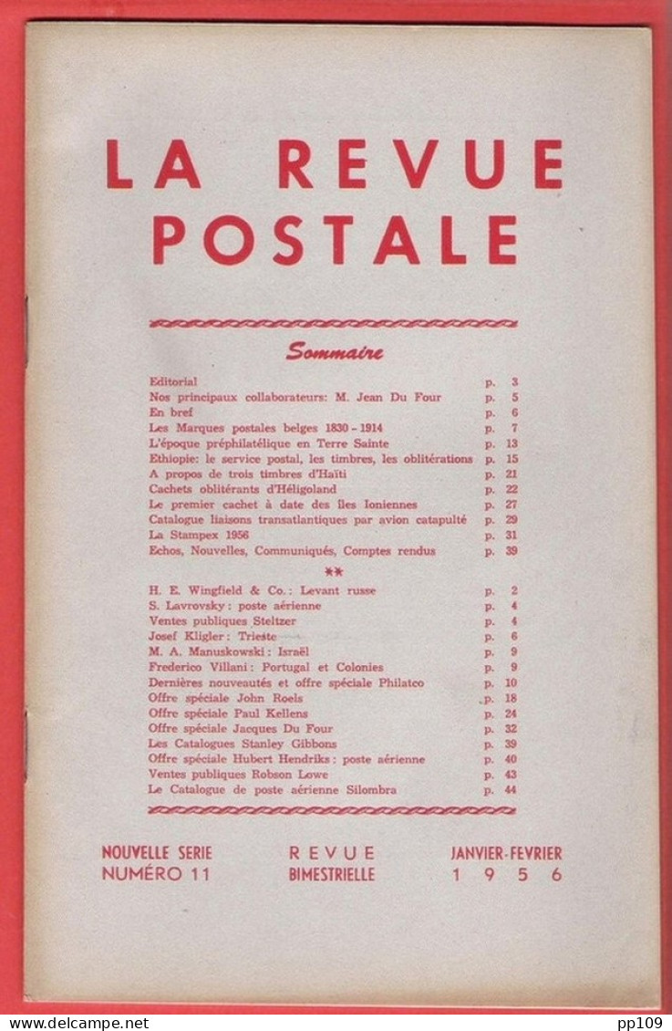 LA REVUE POSTALE  Rédacteur Jacques DUFOUR - Articles Intéressants - Janvier Et Février 1956 - Numéro 11 - French (from 1941)