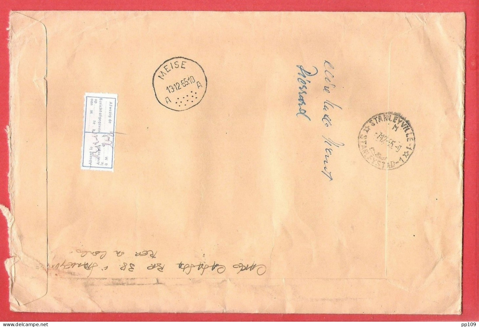 L Recommandée Par Avion Via Air Mail Obl 7 XII 65 STANLEYVILLE STANLEYSTAD Vers MEISE Tarif De 160 Fr !!! TP 562 (8) - Usados