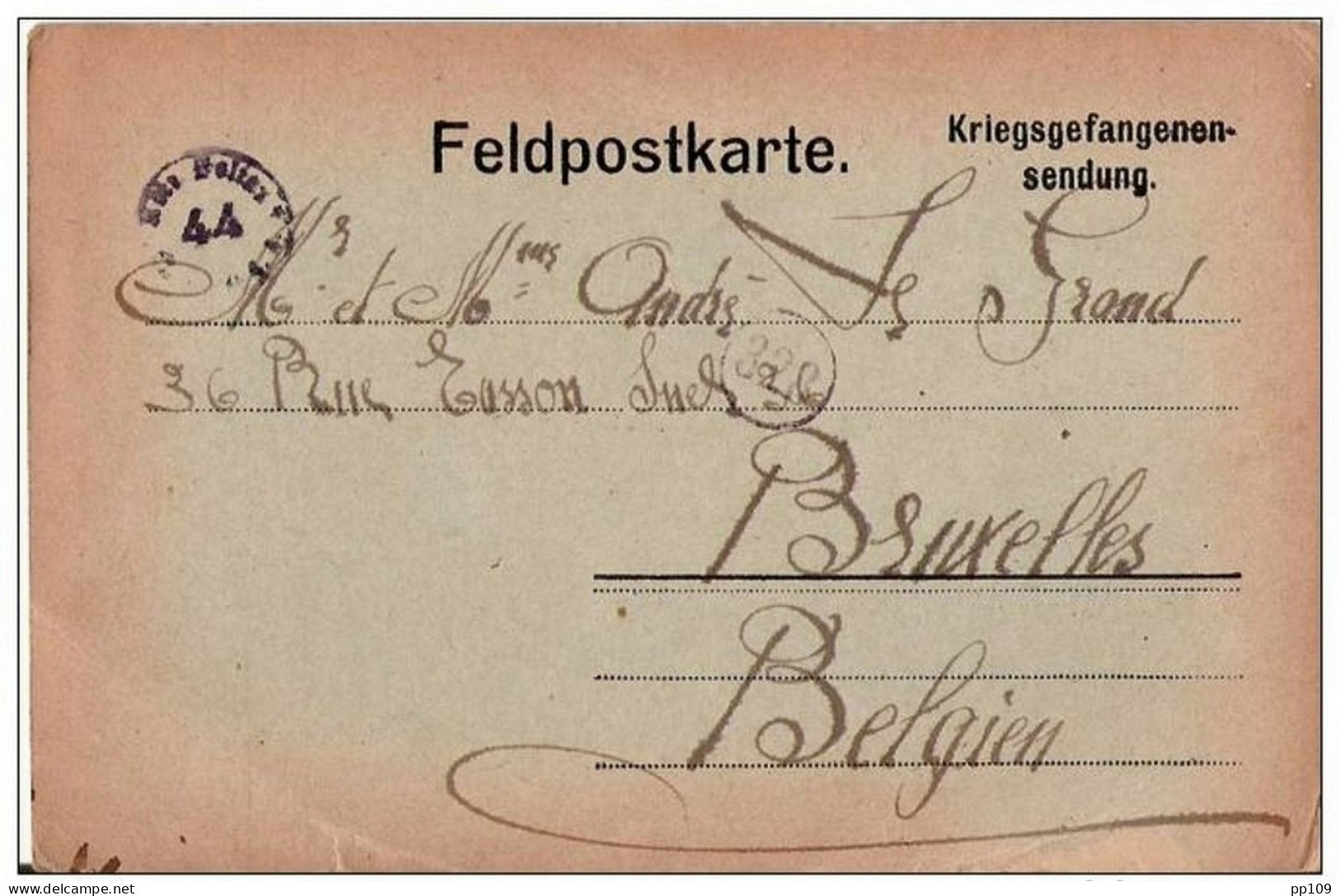 Kriegsgefangenensendung : Feldpostkarte  - SOLTAU Z (Hannover) Geprüft 44 -  26 IX 17  Vers Bruxelles - Kriegsgefangenschaft