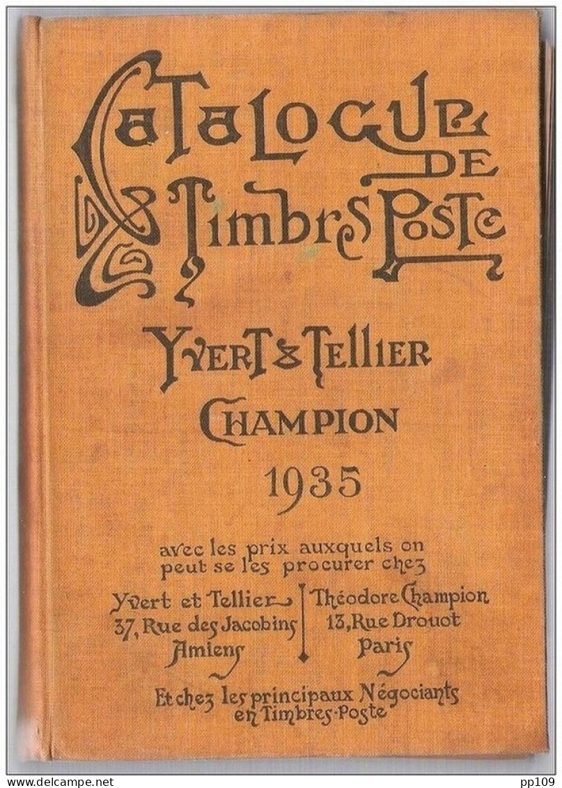 Catalogue Timbre Poste YVERT &amp; TELLIER  Champion 1935  -prix 60 F Belges ! Bon état Général -  1423 Pages - Frankrijk