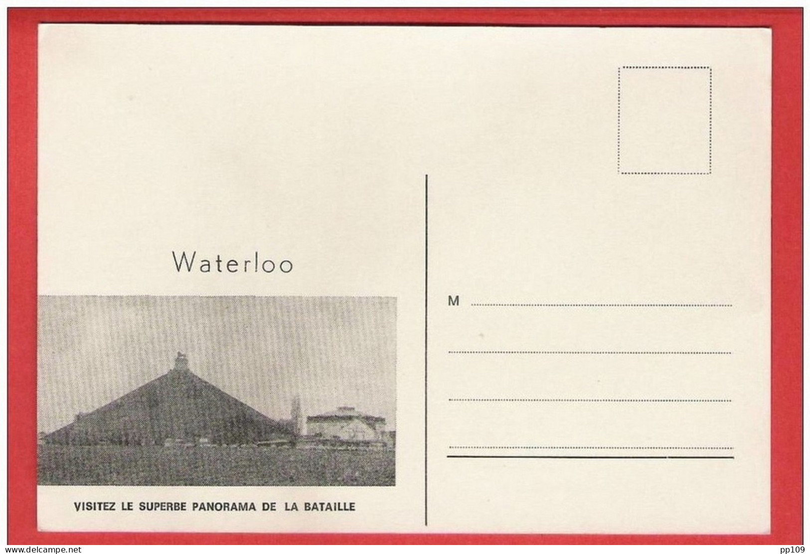 CP Vierge WATERLOO  Visitez Le Panorama De La Bataille Cfr Au Dos Le Poême De Victor HUGO  : Waterlo 1815, Morne Plaine - Waterloo