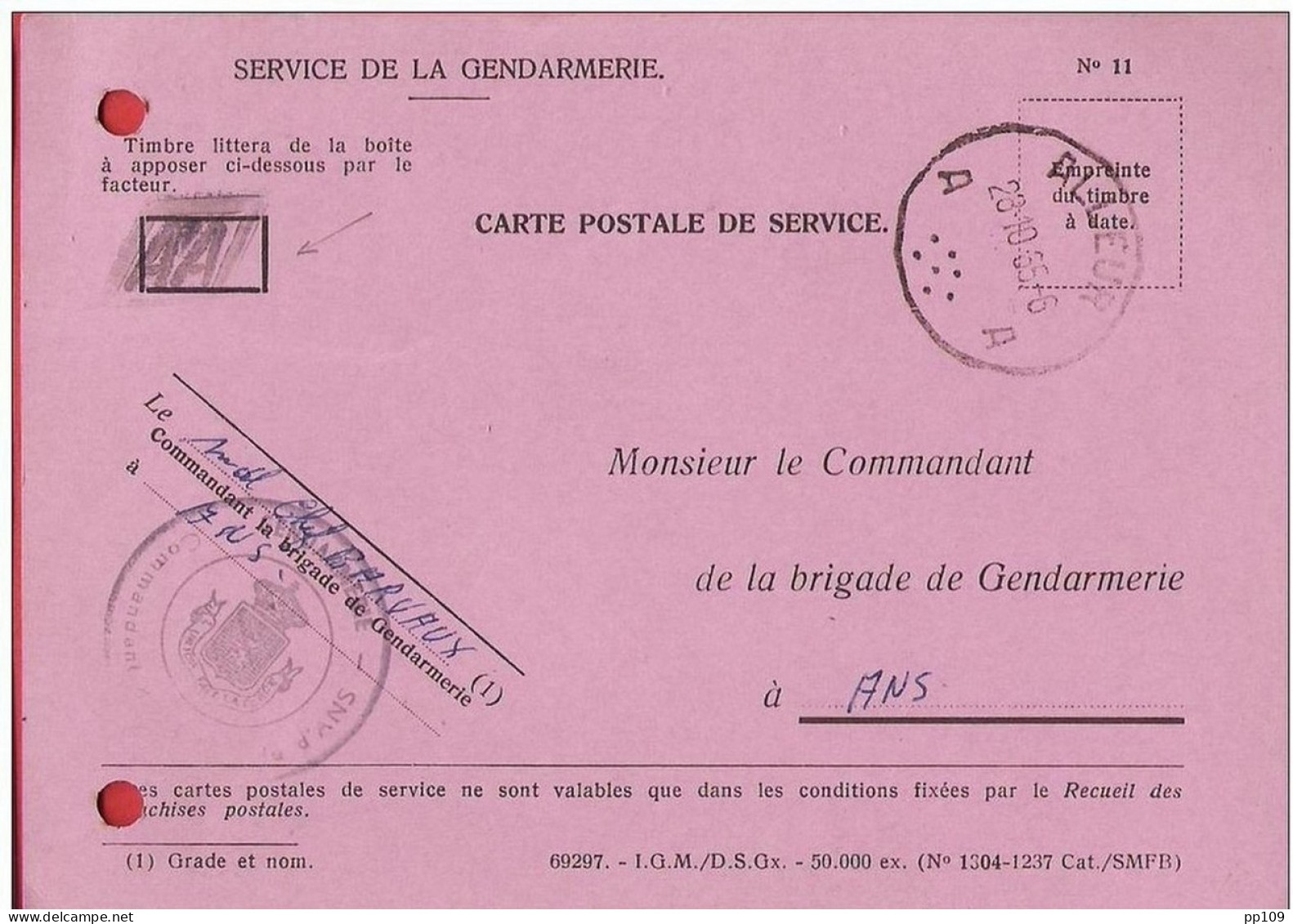 CP Service  GENDARMERIE  En Franchise Obl ALLEUR 28 X 65 Vers ANS Avec Timbre Littera AA  Boîte !  Intéressant - Rural Post