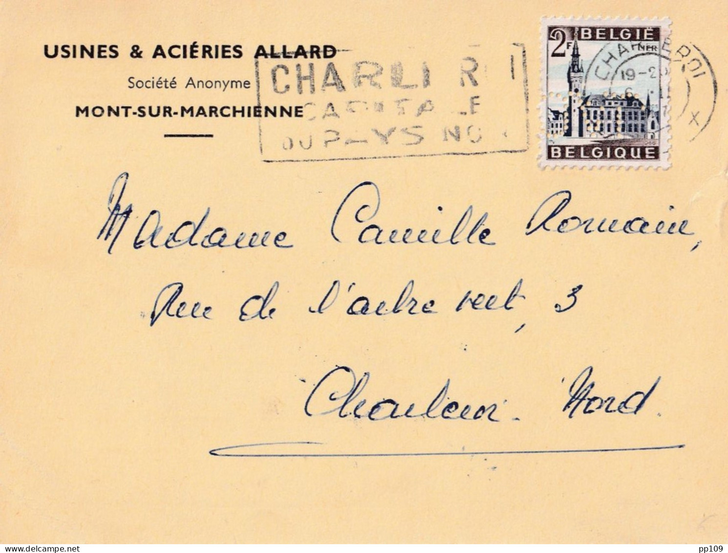 CP Commerciale Acieries Usine ALLARD MONT SUR MARCHIENNE  TP Lier 1398 Perforé !  Obl 6 II 1967 - 1951-..