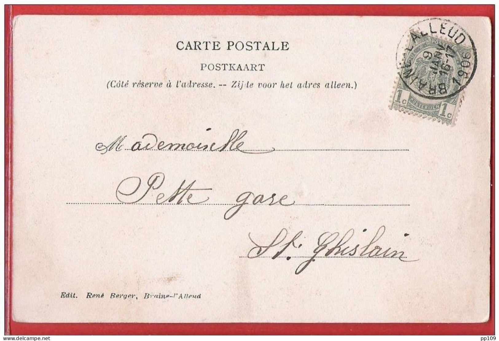 CP WATERLOO Souvenir De  Le Piédestal Edit René Berger à Braine L'Alleud  Obl 9 I 1906 - Waterloo