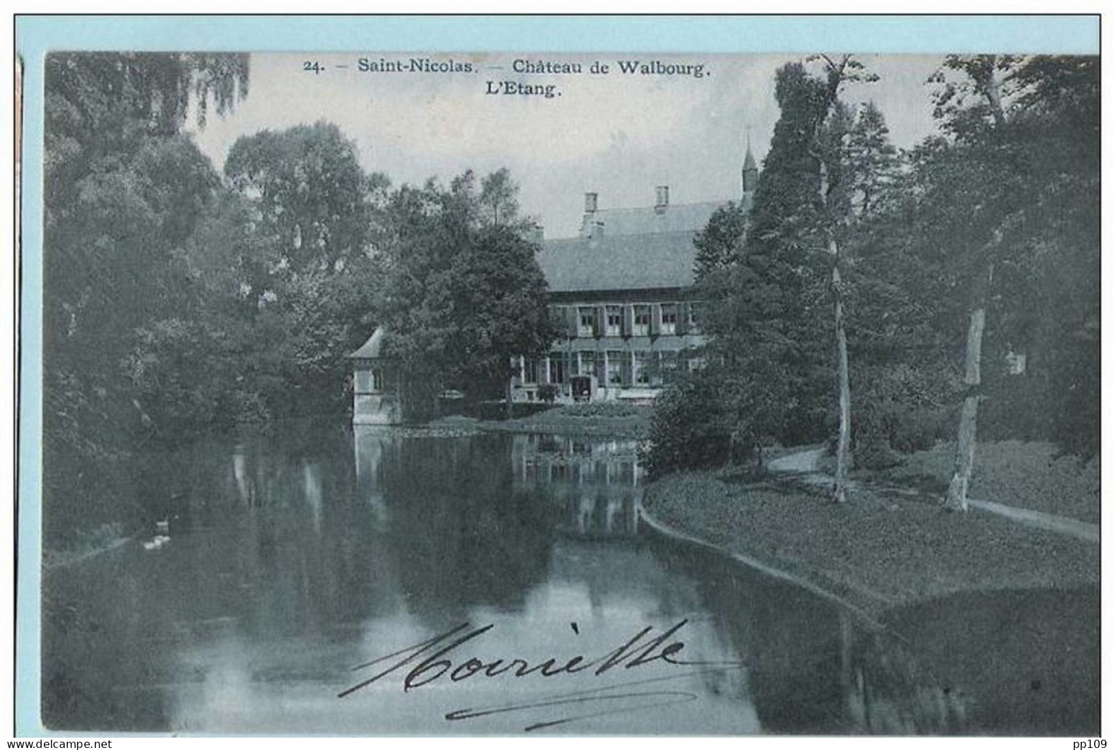 CP Saint-Nicolas Château De Walbourg - L'étang  - Photo H. Bertels Rue Rogier, 120 à Bruxelles - Saint-Nicolas