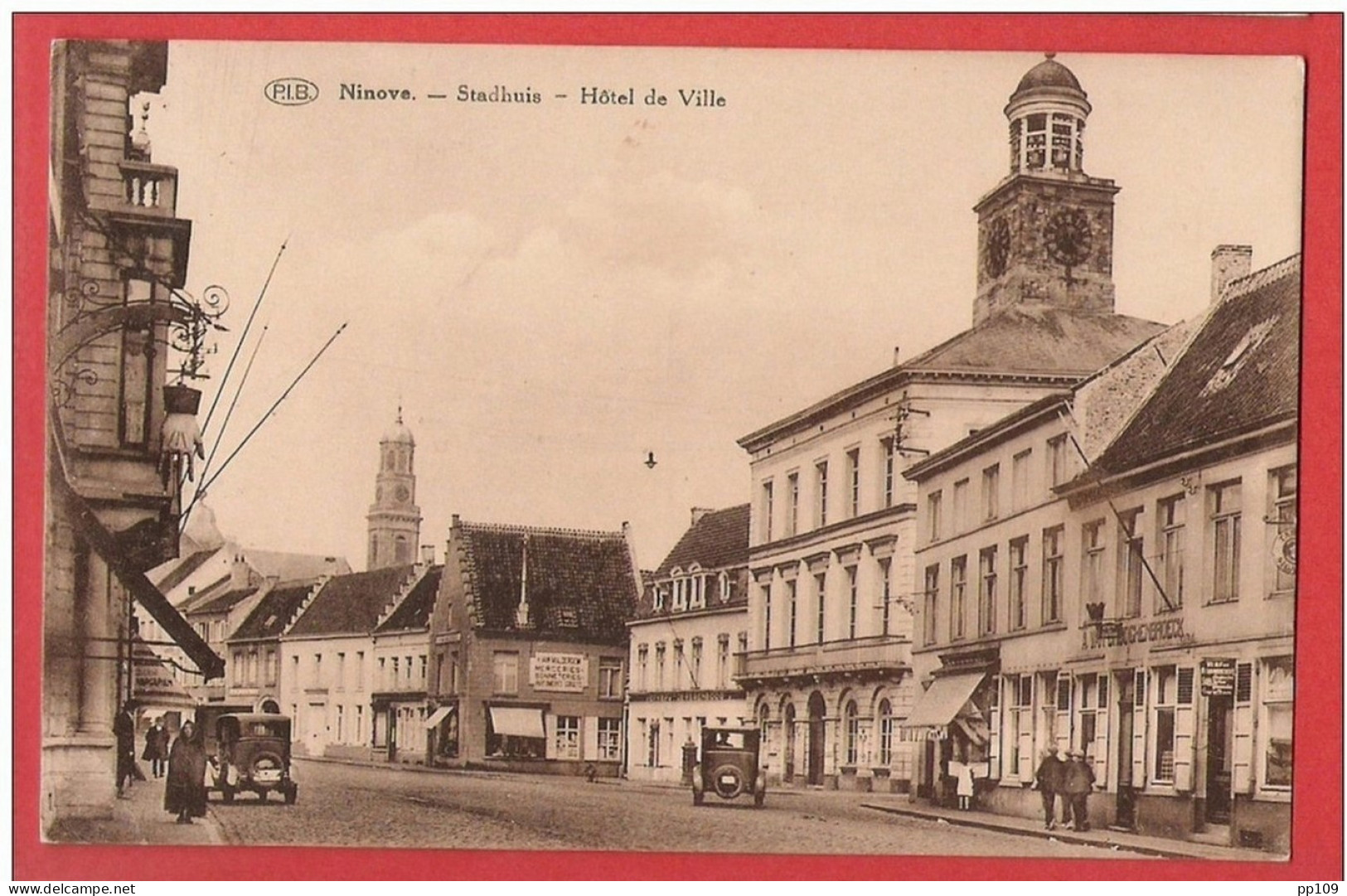 CP PK NINOVE Stadhuis  + Obl PMB BLP 15 -  1939 MOBILISATIE  édit PIB   Carte Peu Courante - Ninove