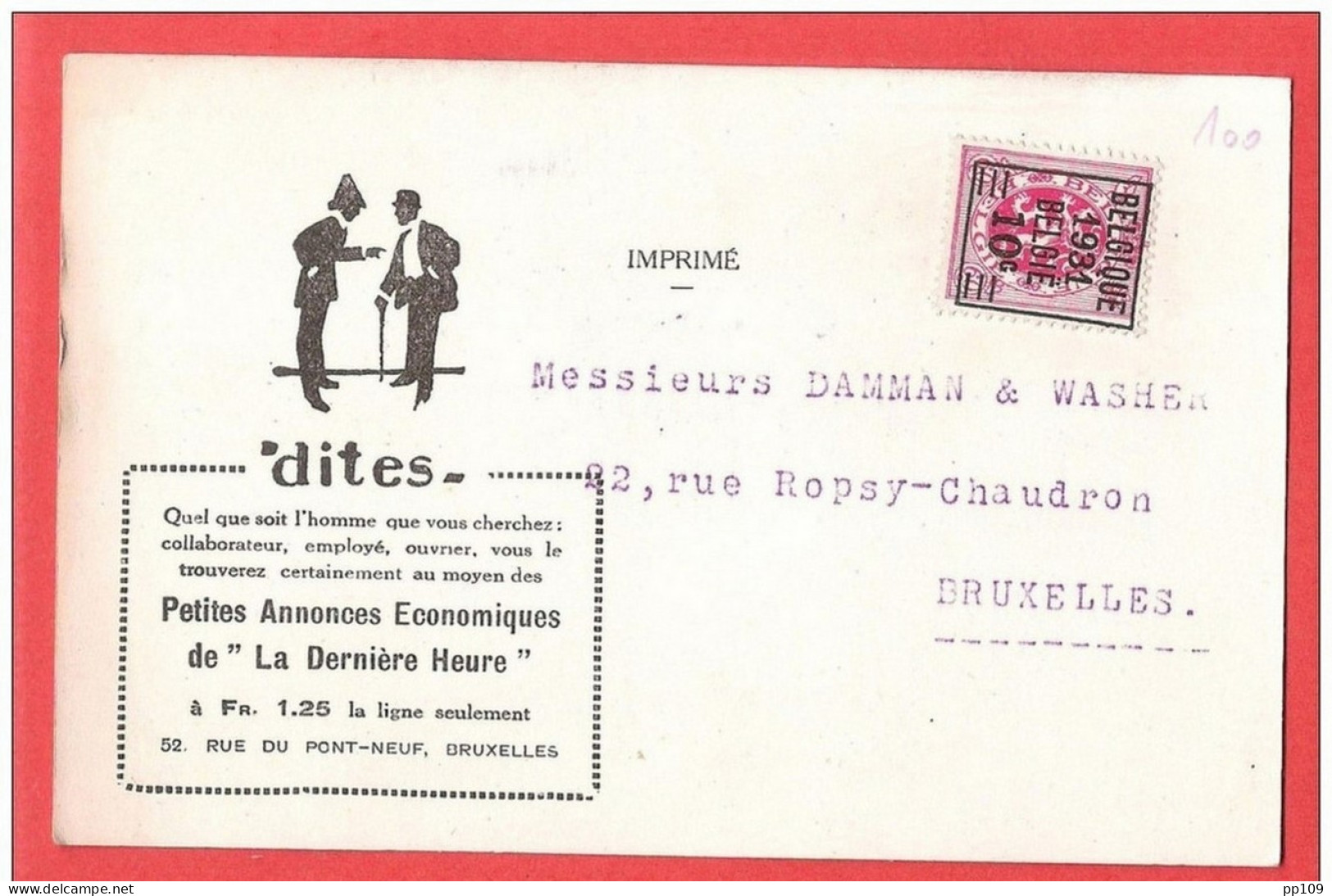 CP "Dernière Heure" La Porte De Ninove   Hier Et Aujourd'hui - TP 316 - 1931 - Typografisch 1929-37 (Heraldieke Leeuw)