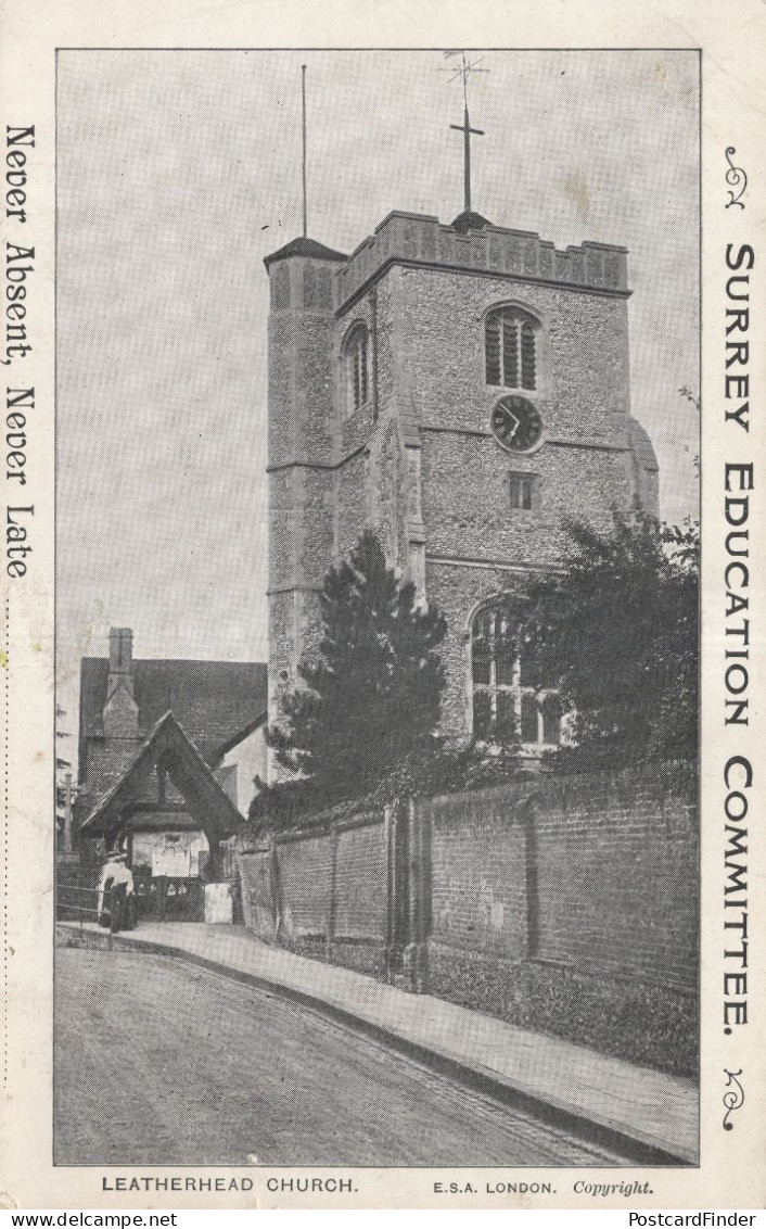 Surrey Education Committee Leatherhead Church Old Postcard - Surrey