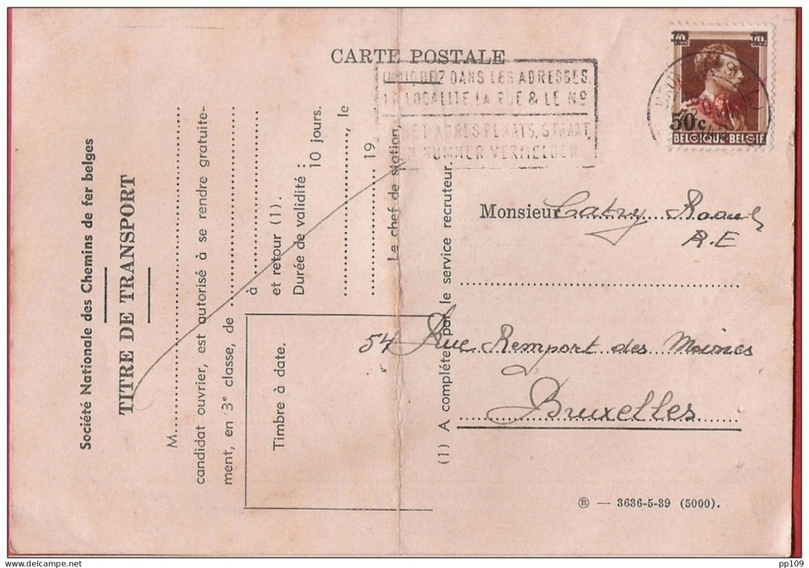 Belgique  Timbre De Service SNCB  S33 Léopold III Obl BRUXELLES 1942  - Forte Cote ! - Autres & Non Classés