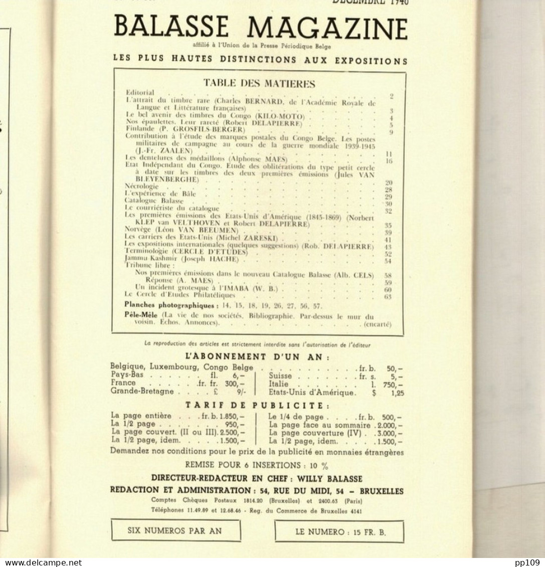 BALASSE MAGAZINE N°59-60  Décembre 1948  :  64 Pages Avec Articles Intéressants - Francés (desde 1941)