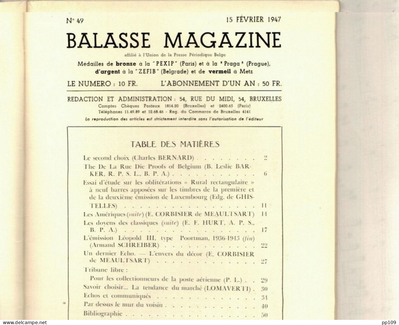 BALASSE MAGAZINE N°49  Février 1947  : 57   Pages Avec Articles Intéressants - Français (àpd. 1941)