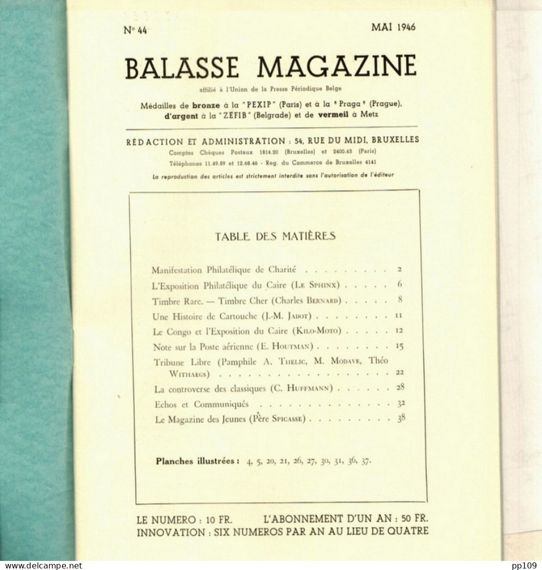 BALASSE MAGAZINE N°44 Mai 1946  :  40 Pages Avec Articles Intéressants - French (from 1941)