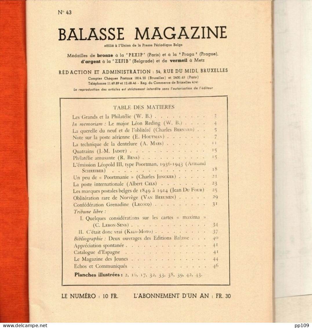 BALASSE MAGAZINE N°43  1945  :  48 Pages Avec Articles Intéressants - Français (àpd. 1941)