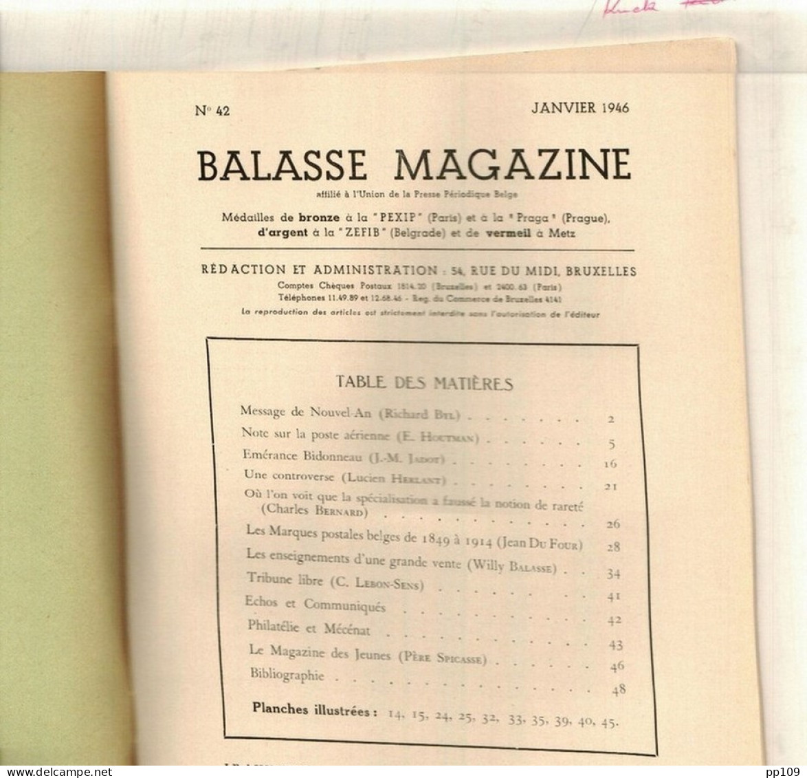 BALASSE MAGAZINE N°42 Janvier 1946  :  48 Pages Avec Articles Intéressants - Französisch (ab 1941)