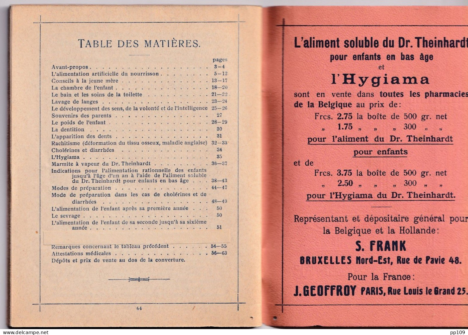 Aux Jeunes Mères - Instructions Pour L'alimentation Artificielle Des Nourrissons Aliment Soluble Docteur THEINHARDT 64pg - 1900-1949