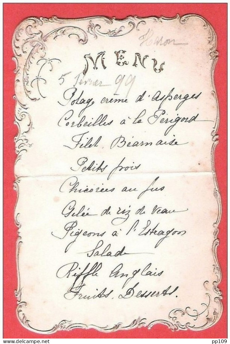 Ancien Menu 5  II 1899 - Menus