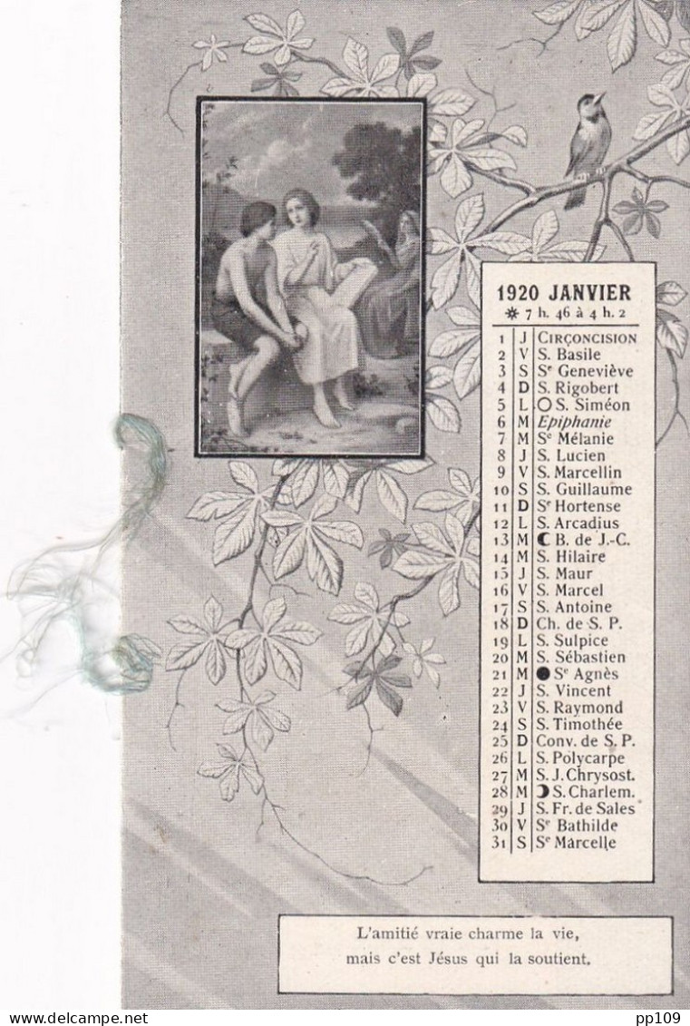 Almanach De L'Amitié Petit Calendrier Religieux  1920   6.5 Cm X 11 Cm (12pg) - Kleinformat : 1901-20