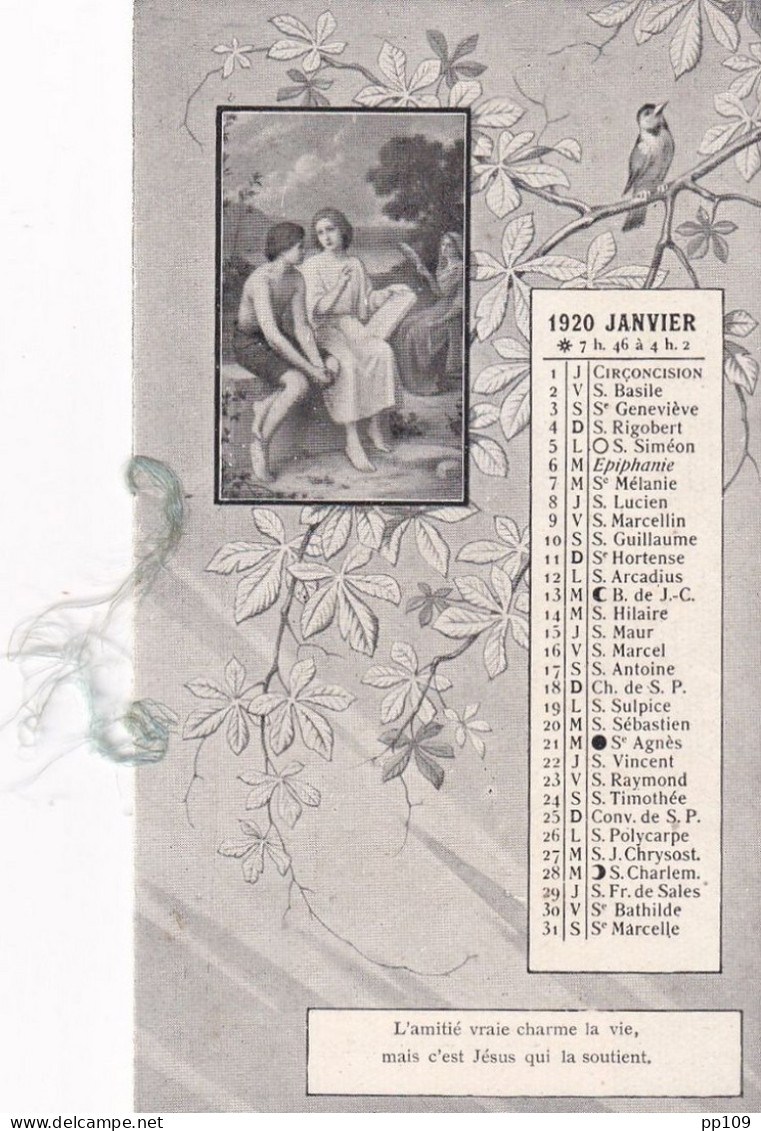 Almanach De L'Amitié Petit Calendrier Religieux  1920   6.5 Cm X 11 Cm (12pg) - Tamaño Pequeño : 1901-20
