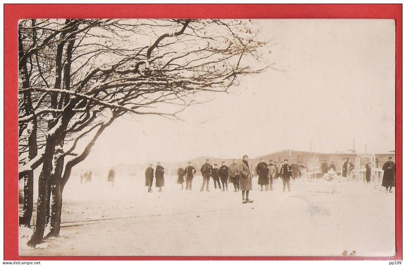 1914 1918 CP Photo Du Camp Sous La Neige ! De Friedrichsfeld  Wezel Kriegsgefangenenlager Sendung Avec Censure - Kriegsgefangenschaft