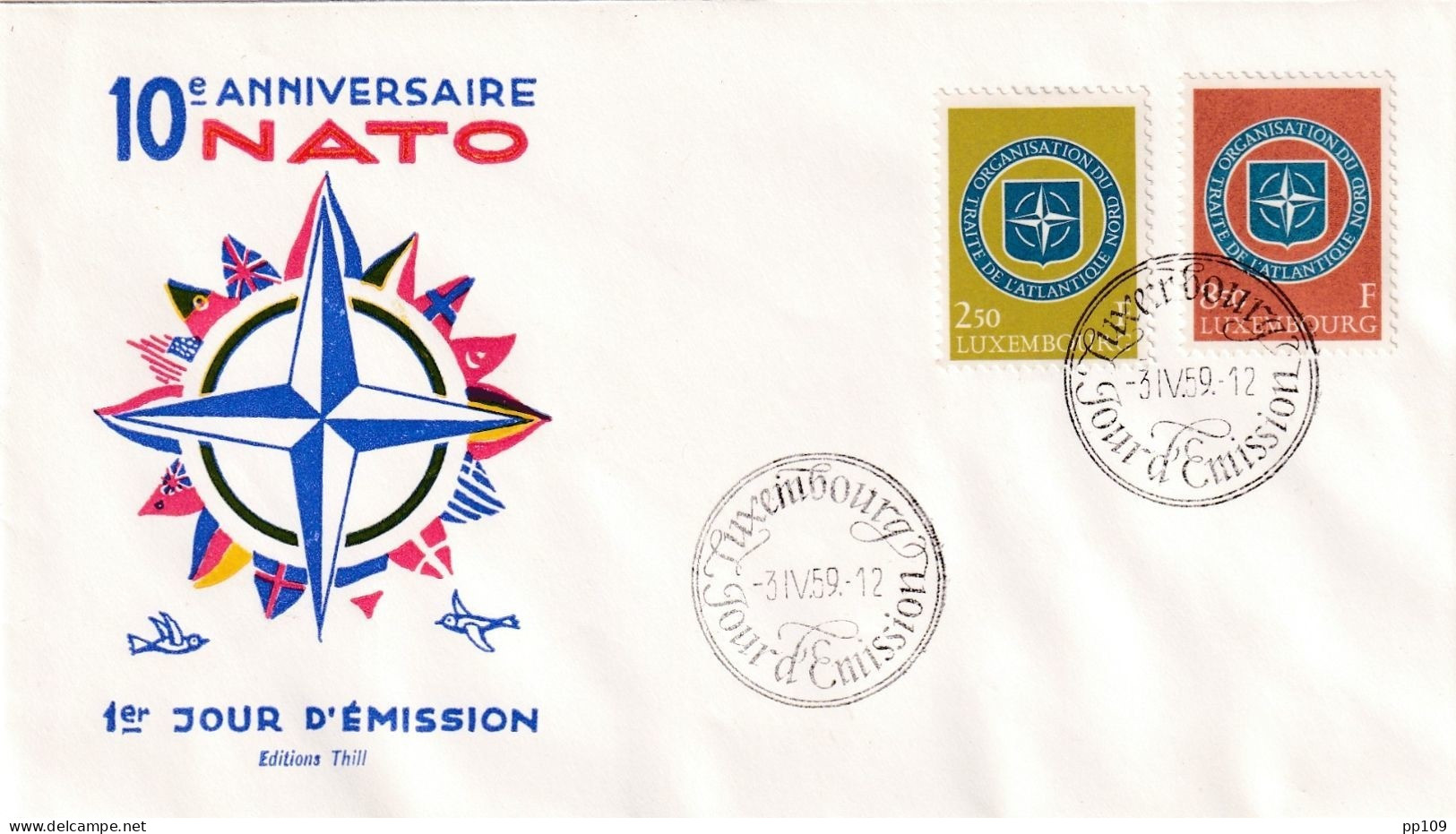 6 FDC OTAN NATO 1959  Luxembourg, Belgique, Turquie, Italie, Canada, US - NATO