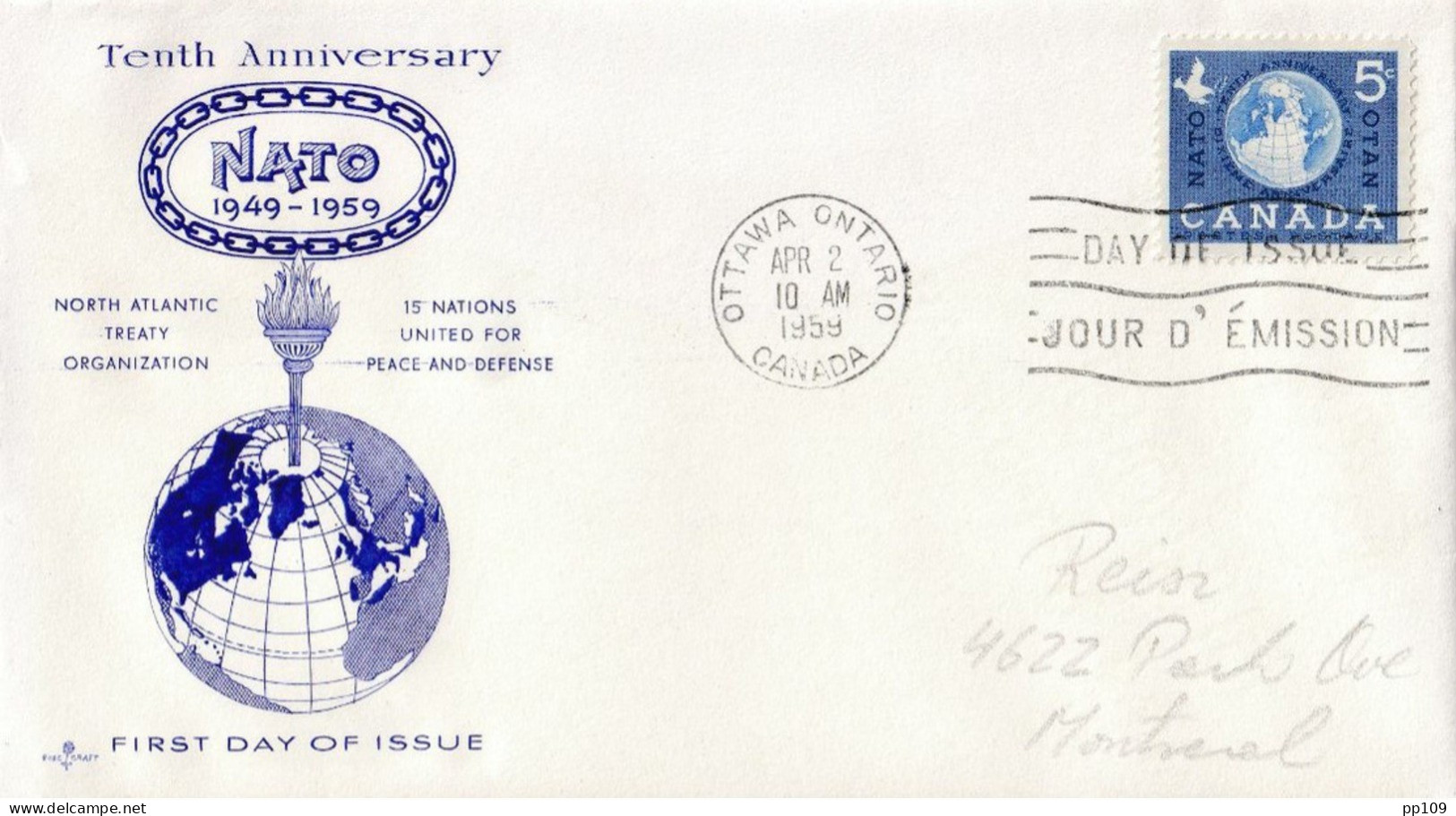 6 FDC OTAN NATO 1959  Luxembourg, Belgique, Turquie, Italie, Canada, US - NATO