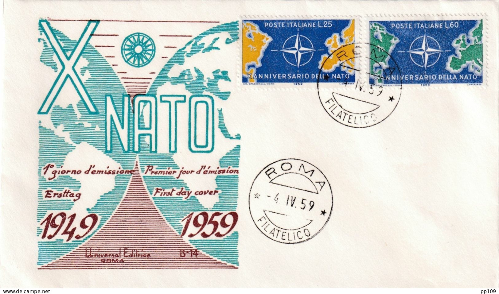 6 FDC OTAN NATO 1959  Luxembourg, Belgique, Turquie, Italie, Canada, US - NATO