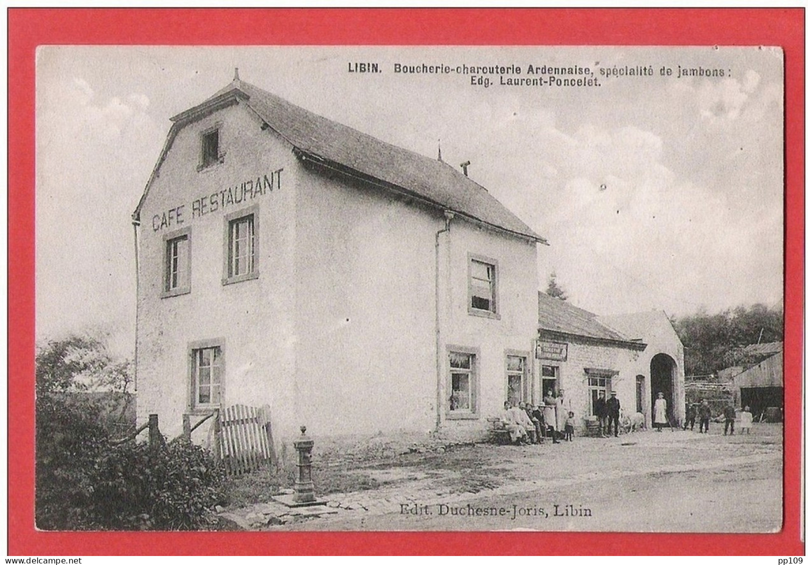 5 CP LIBIN Boucherie Charcuterie - Entrée Village - Route D'Arlon - Moulin -  école  Edit. Duchesne-Joris Non Utilisées - Libin