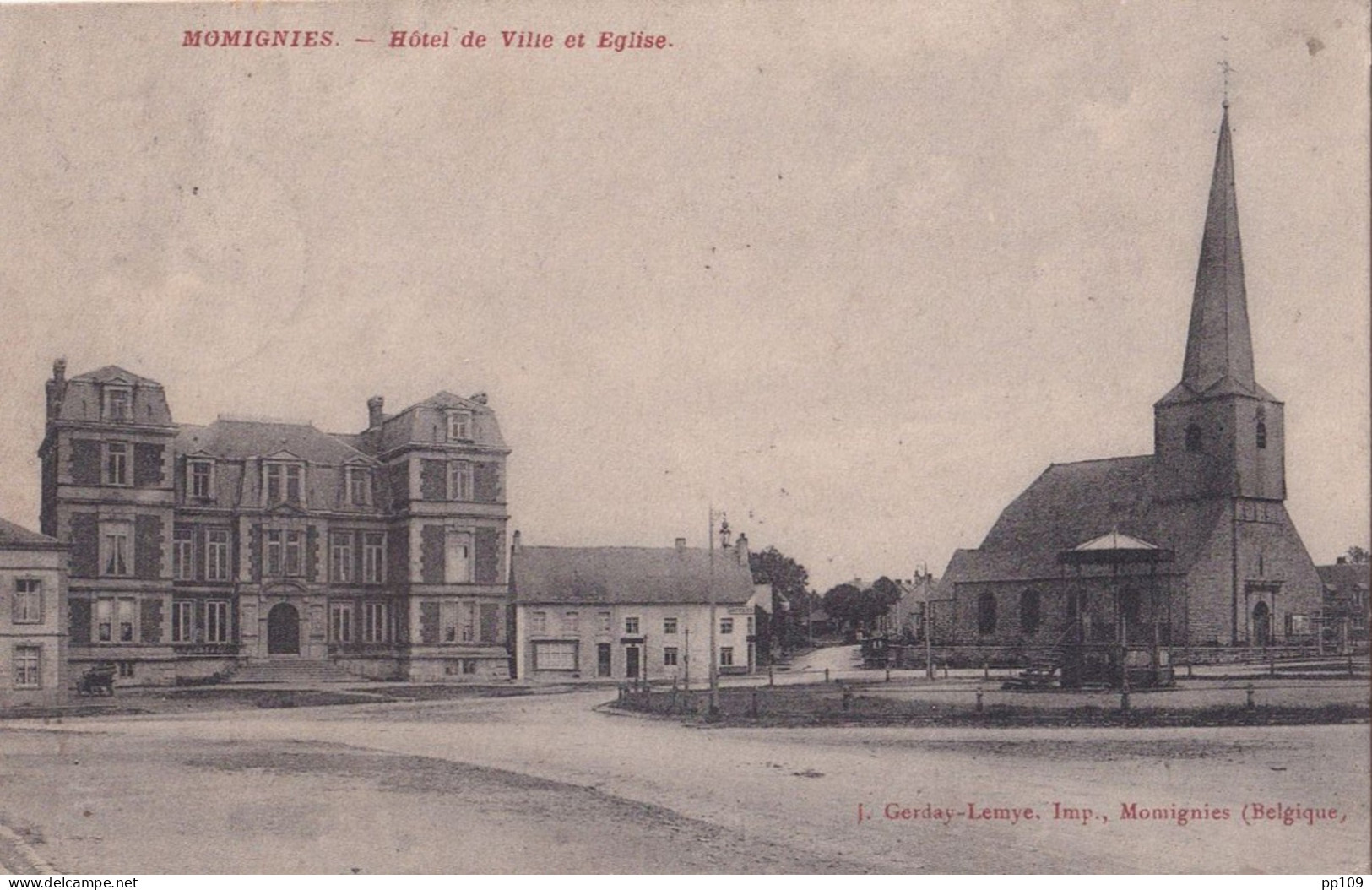 3 CP Anciennes MOMIGNIES Hôtel De Ville - Bourges (frontière) - Etablissement Des Frères  Imp. GERDAY LEMYE - Momignies