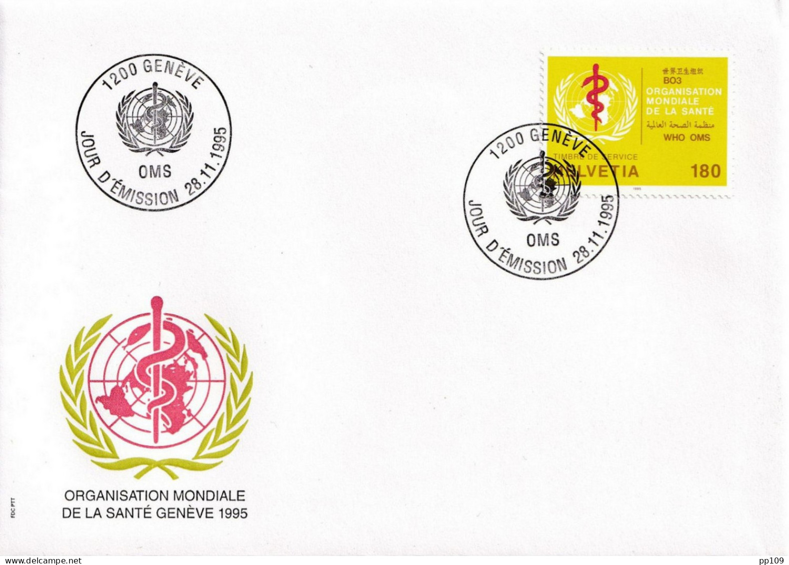 2 FDC :  Organisation Mondiale De La Santé  OMS HELVETIA SUISSE  1995, NATIONS UNIES 1993 Environnement - OMS