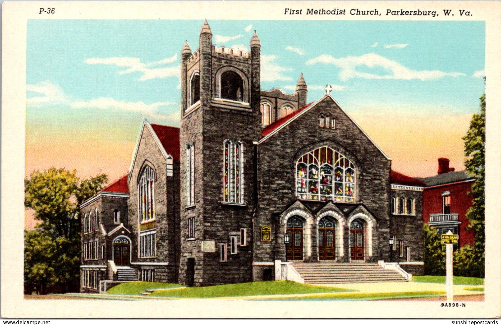 West Virginia Parkersburg First Methodist Church Curteich - Parkersburg