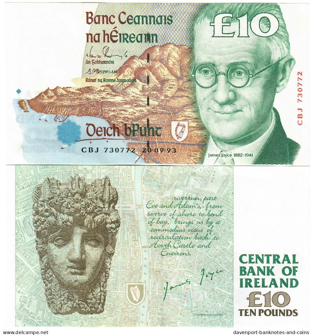 Ireland 10 Pounds 1993 AUNC - Ierland