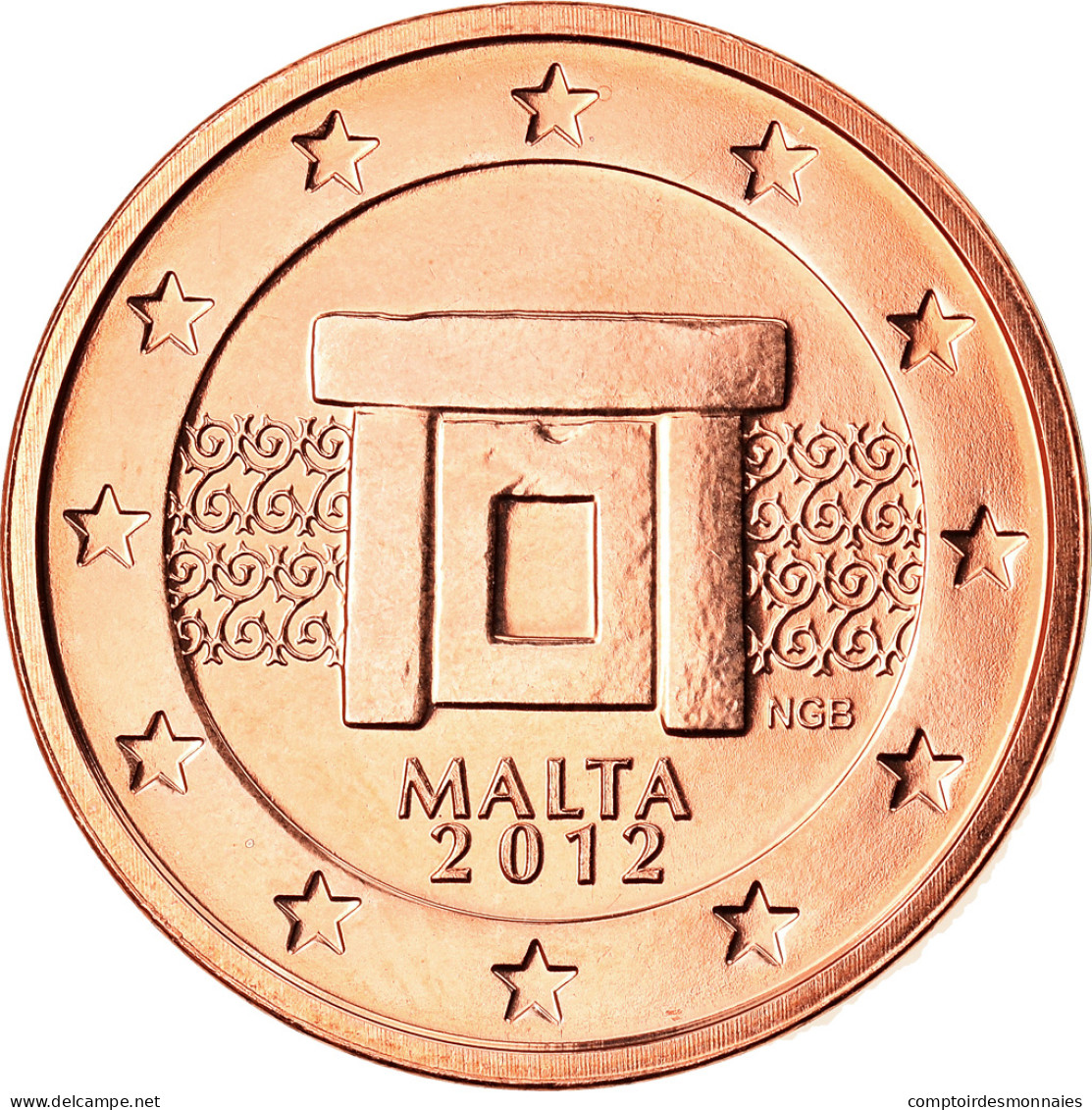 Malte, 2 Euro Cent, 2012, Paris, BU, FDC, Copper Plated Steel, KM:126 - Malte