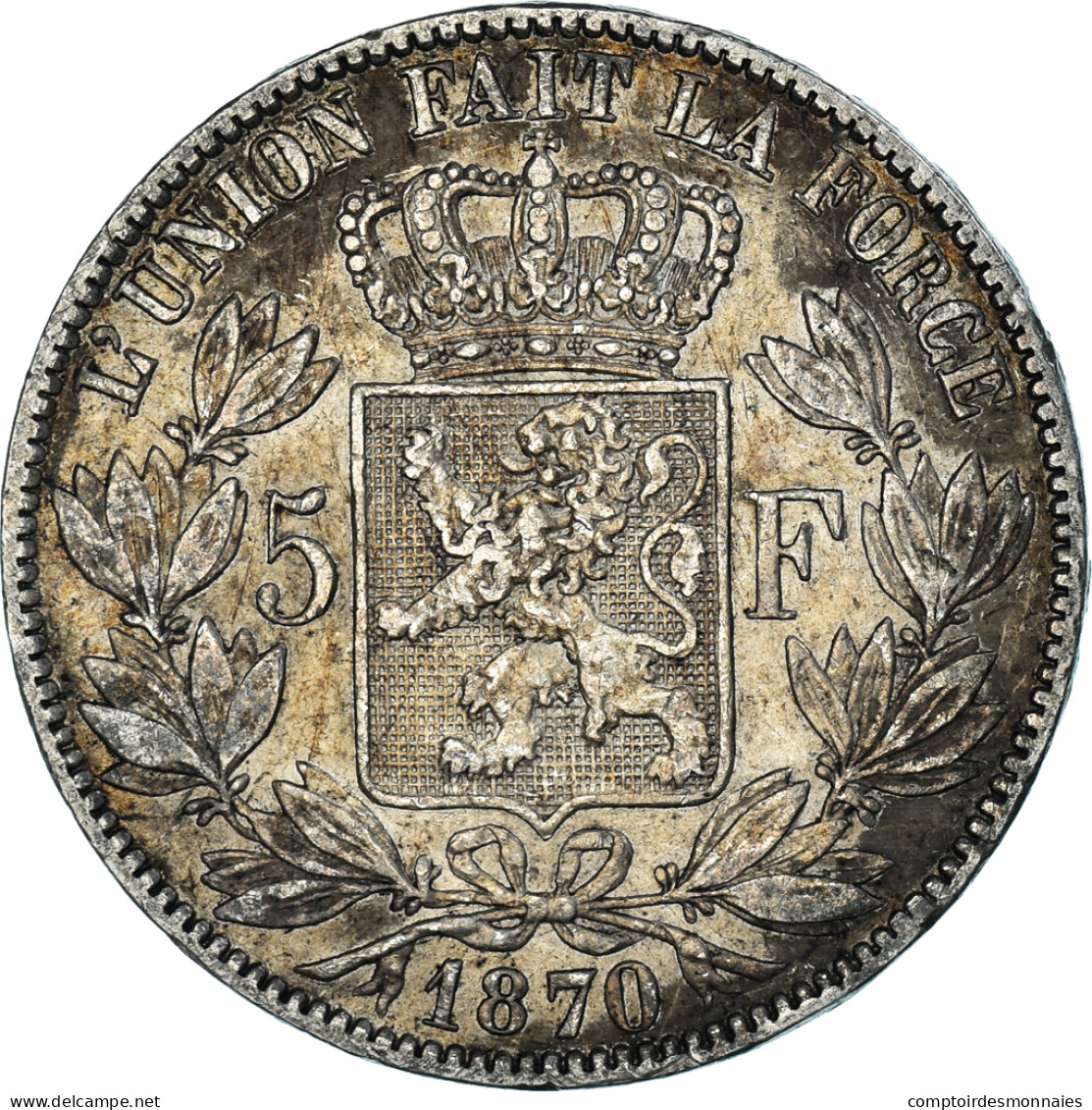 Monnaie, Belgique, Leopold II, 5 Francs, 5 Frank, 1870, TB+, Argent, KM:24 - 5 Francs