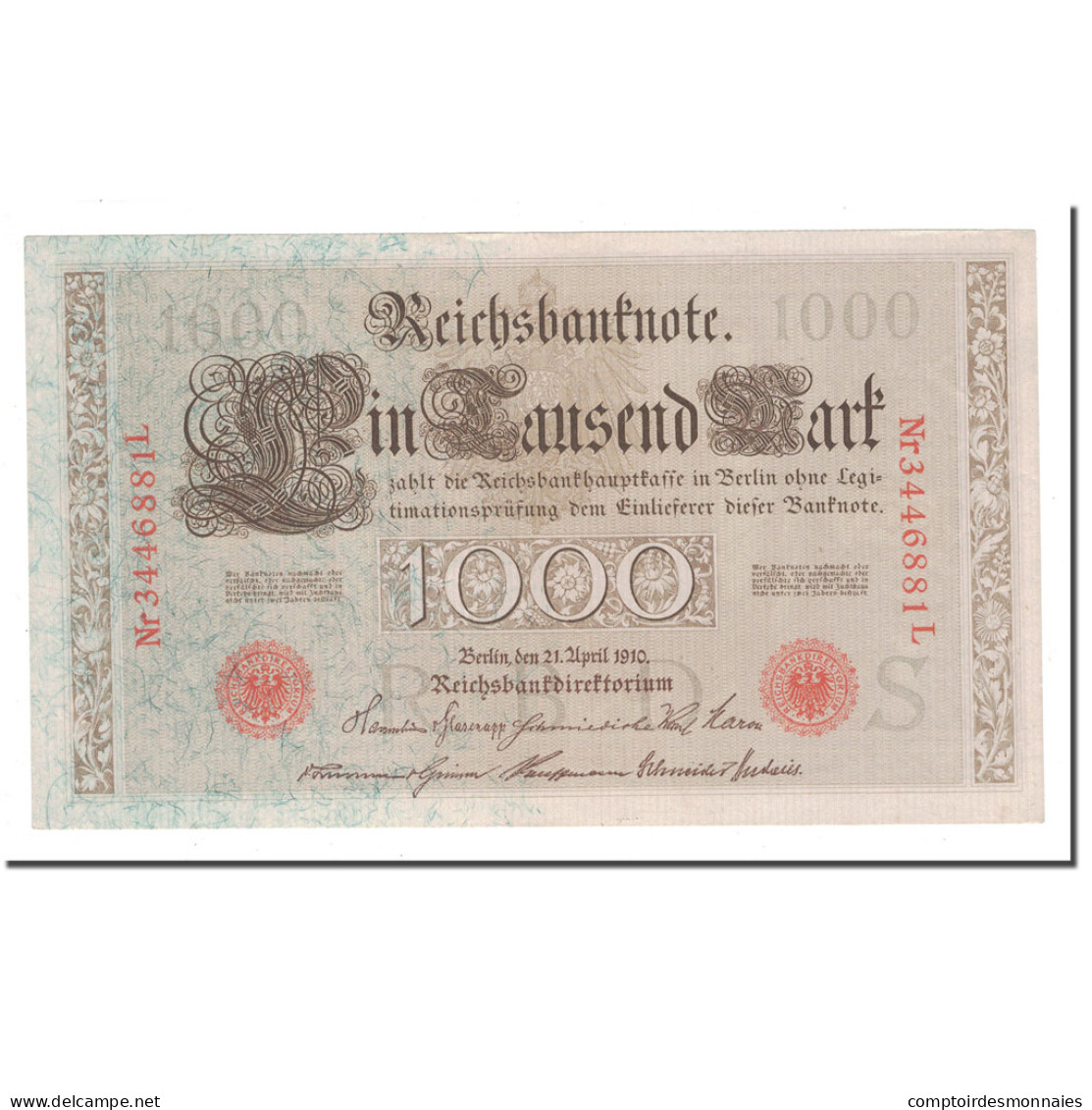 Billet, Allemagne, 1000 Mark, 1910, 1910-04-21, KM:44b, SPL - 1000 Mark