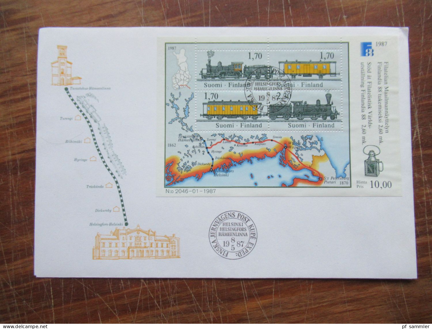 Finnland 1987 Block Motiv Eisenbahn / Zug / Dampflok / 2 Verschiedene FDC / Stempel - Trains