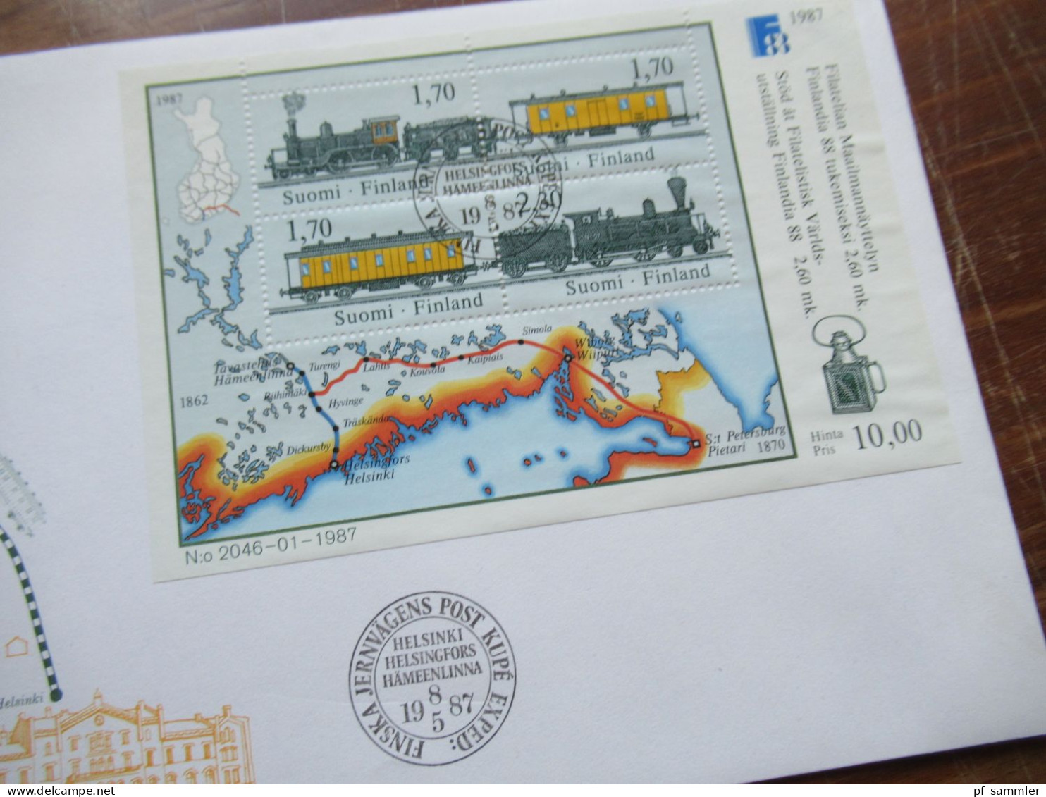 Finnland 1987 Block Motiv Eisenbahn / Zug / Dampflok / 2 Verschiedene FDC / Stempel - Treni