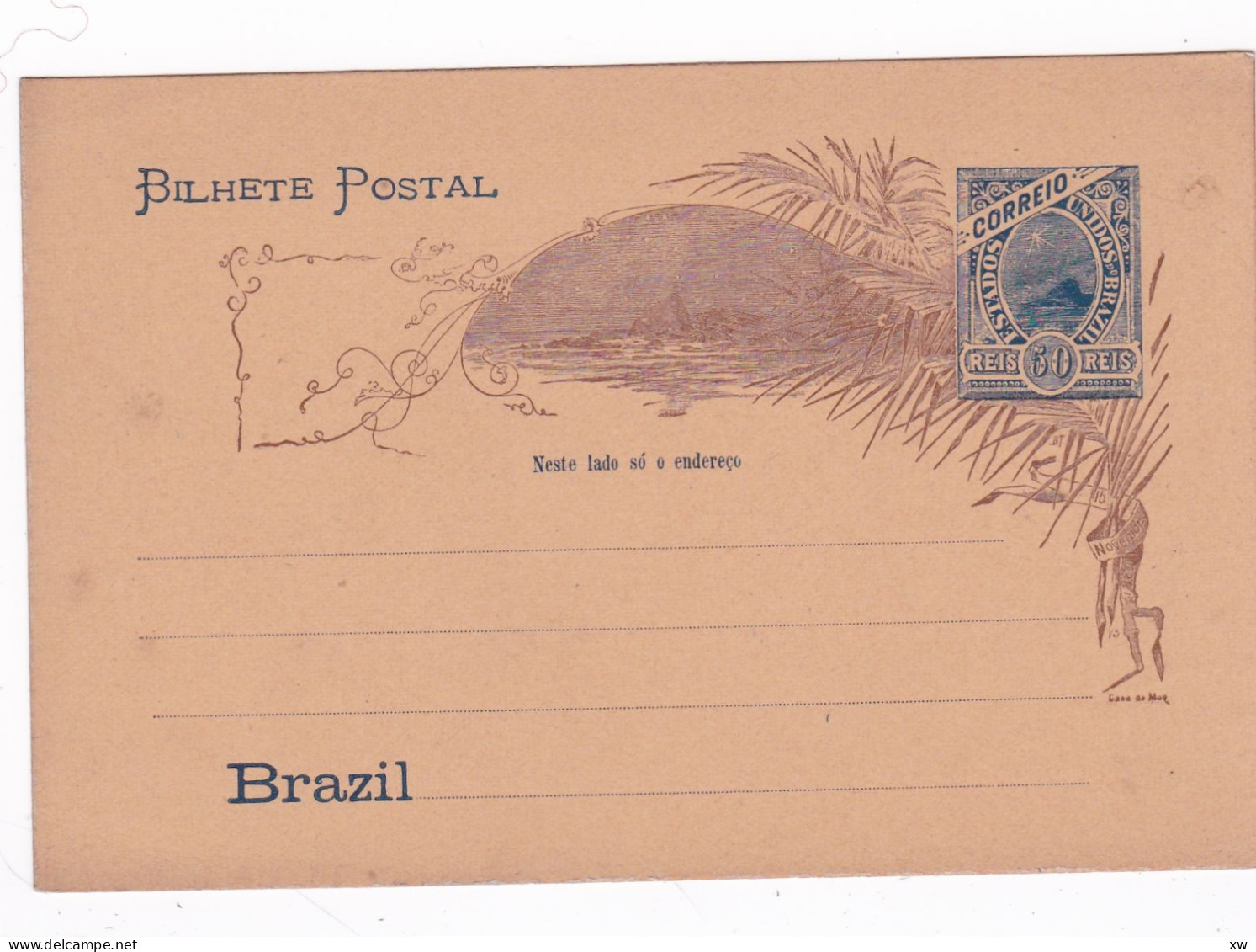 AMERIQUE - BRESIL - BRAZIL - Entier Postal Brésil Brazil (non Voyagé) 50 Reis - Lettres & Documents
