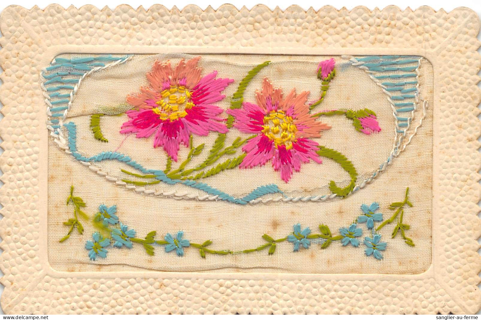 CPA FANTAISIE BRODEE REPRESENTANT DES FLEURS - Embroidered