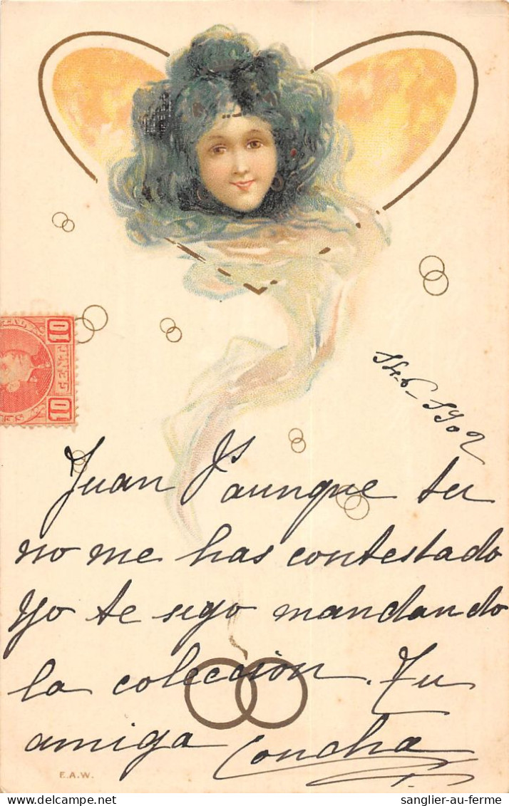 CPA ILLUSTRATEUR ART NOUVEAU E.A.W. CERTAINEMENT KIRCHNER FEMME 1900 Cliché N°5 - Andere & Zonder Classificatie