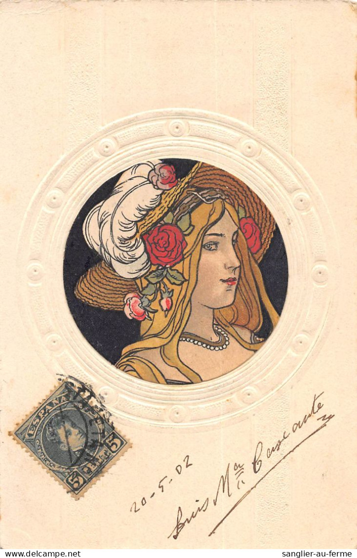 CPA ILLUSTRATEUR ART NOUVEAU FEMME DES ANNEES 1900 DANS LE GOUT DE MUCHA "COULEURS SUPERBE" - Autres & Non Classés
