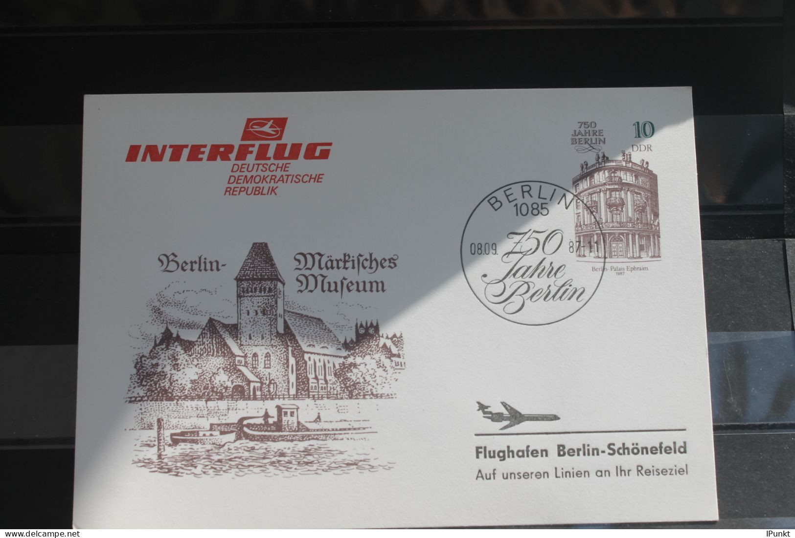 DDR 1987; Ganzsache 750 Jahre Berlin - Interflug; SST - Cartes Postales Privées - Oblitérées