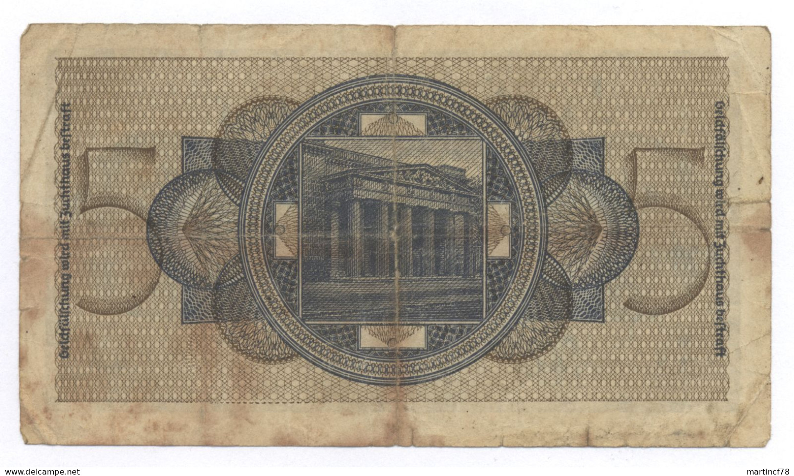 Reichskreditkassenschein 1939 Fünfmarkschein Der Reichskreditkasse Von 1939, 2. Weltkrieg, Ro. 553 - 5 Reichsmark