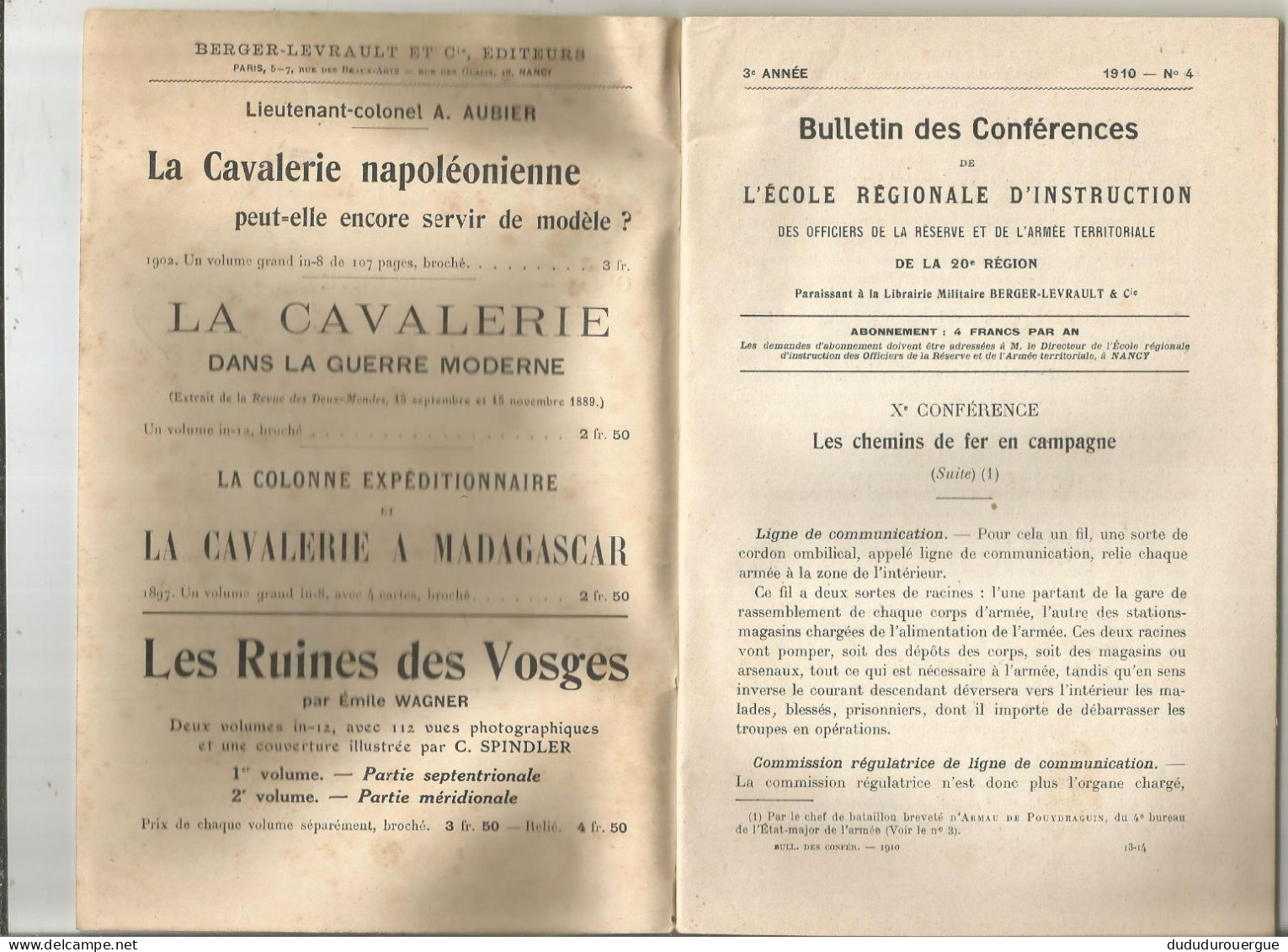 LES CHEMINS DE FER EN CAMPAGNE , ROLE ET EMPLOI DE LA CAVALERIE - Andere & Zonder Classificatie