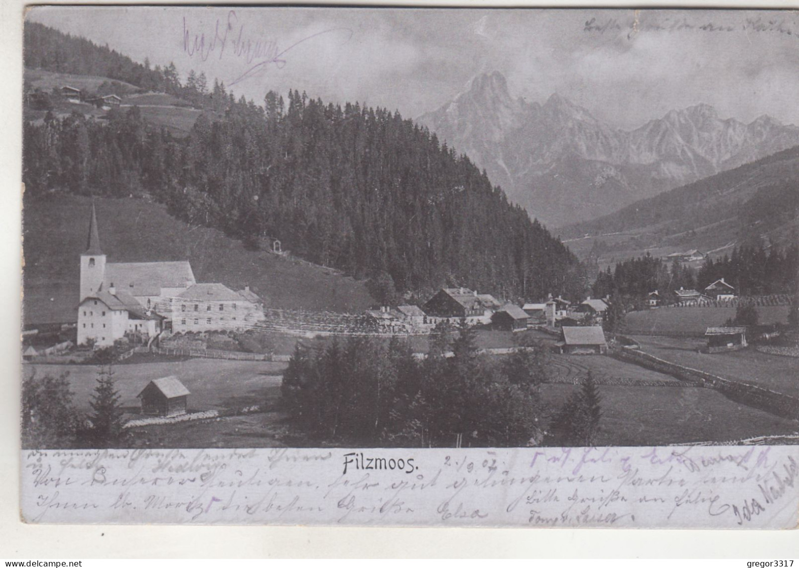 C9241) FILZMOOS - Sehr Alte HOCHGLANZ AK - Kirche Häuser 1907 - Filzmoos