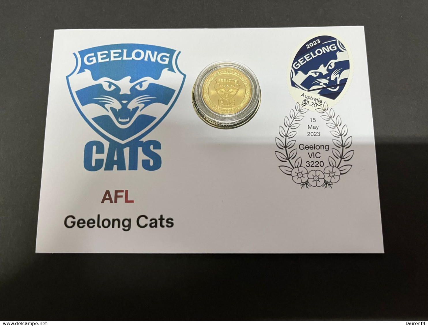 (2 R 2) Australia AFL Team (2023) Commemorative Cover (with New $ 1.00 Geelong Coin May 2023) Geelong Cats - Dollar