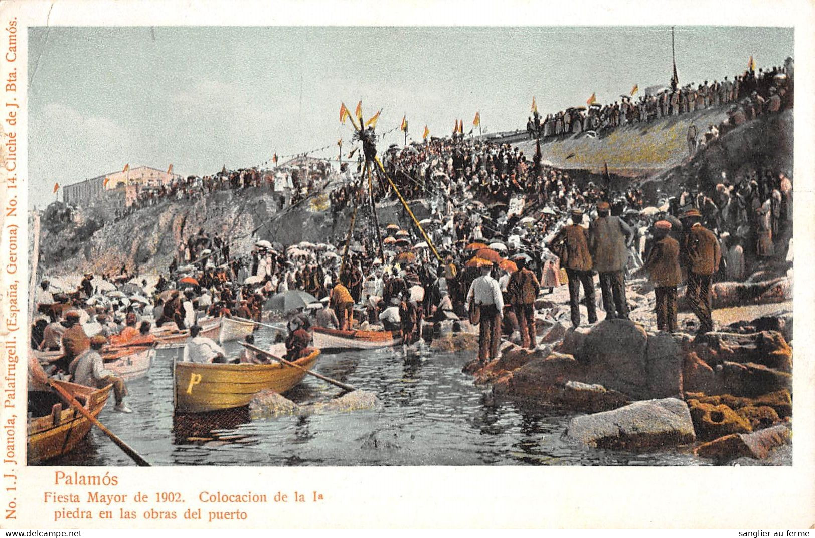 CPA ESPAGNE PALAMOS FIESTA MAYOR DE 1902 COLOCACION DE LA 1a PIEDRA EN LAS OBRAS DEL PUERTO - Sonstige & Ohne Zuordnung