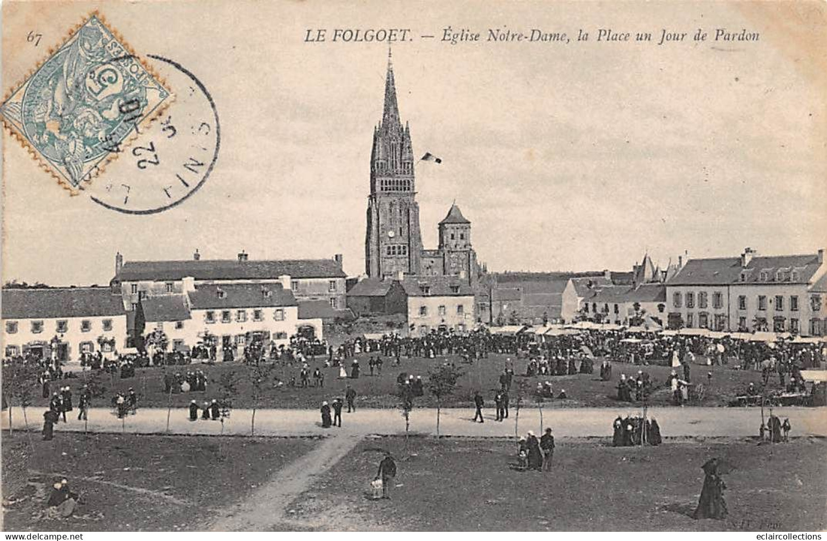 Le Folgoët              29         Eglise Notre Dame. La Place Jour De Foire       (voir Scan) - Le Folgoët
